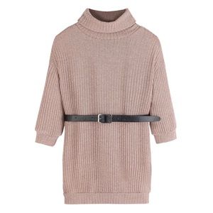KIDS KHAKI TURTLENECK DRESS